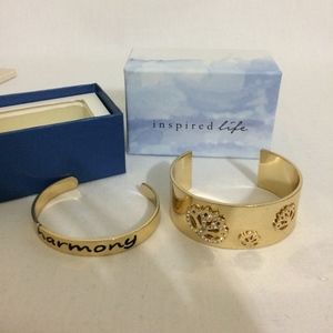 Inspired Life Gold Tone Cuff Bracelet Set